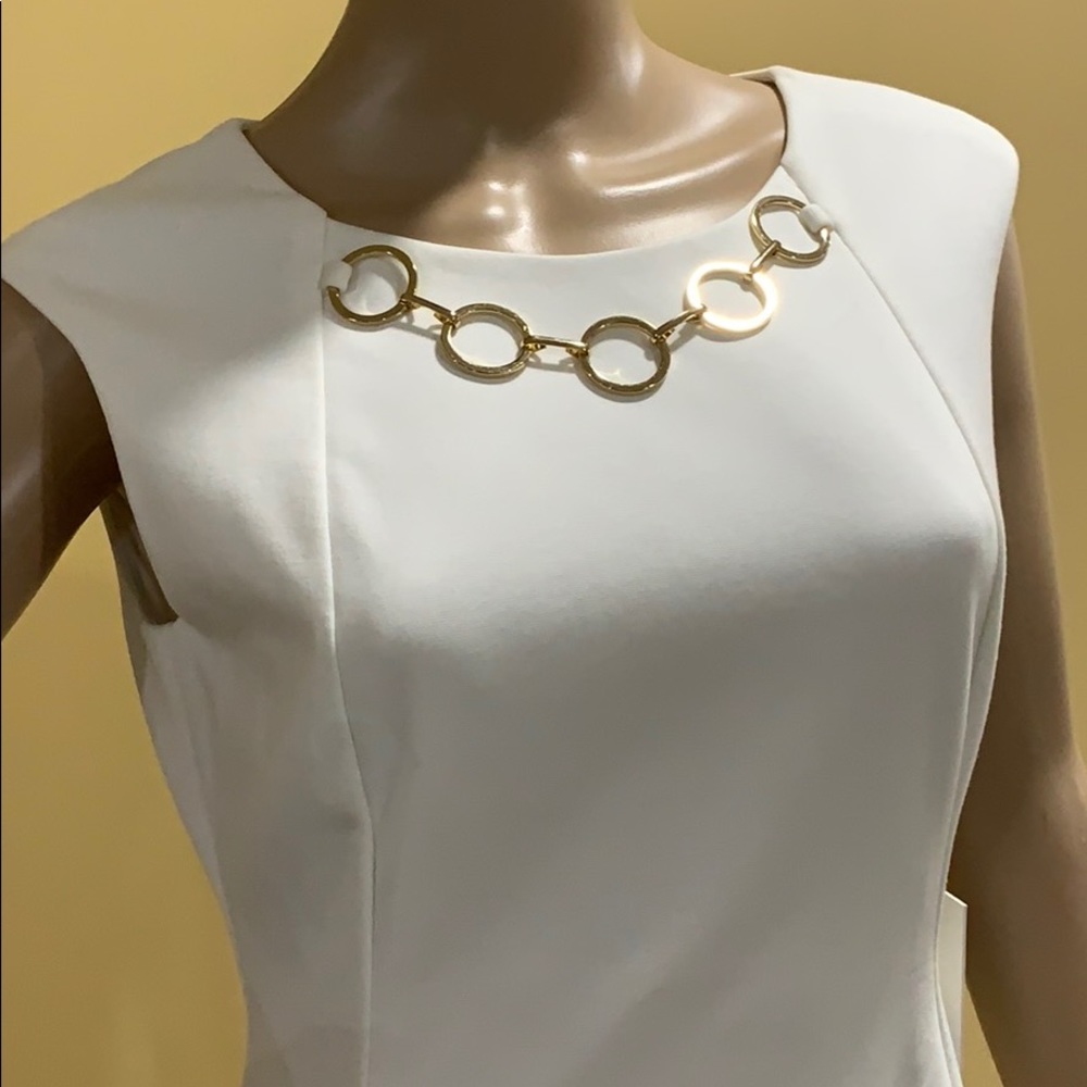 Calvin Klein ivory dress with gold hardware - Picture 2 of 9